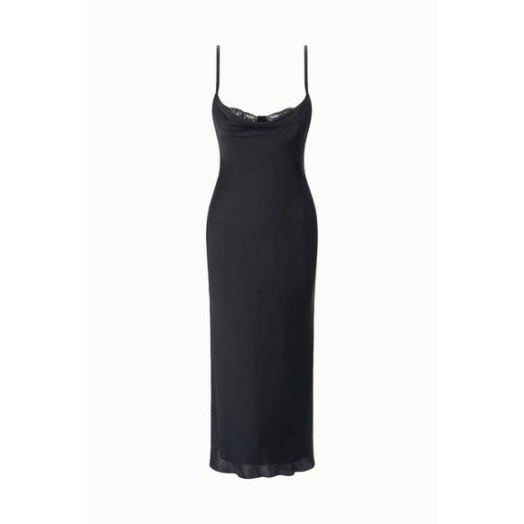 NEW STAUD evangeling silk midi dress in black - Picture 5 of 7